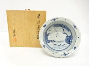 栄治造　染付　菓子鉢